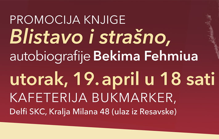 promocija autobiografije bekima fehmiua blistavo i strašno 19 aprila od 18 sati u knjižari delfi skc laguna knjige