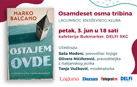 inspirativna priča o građanskoj pobuni o romanu ostajem ovde u okviru laguninog književnog kluba laguna knjige