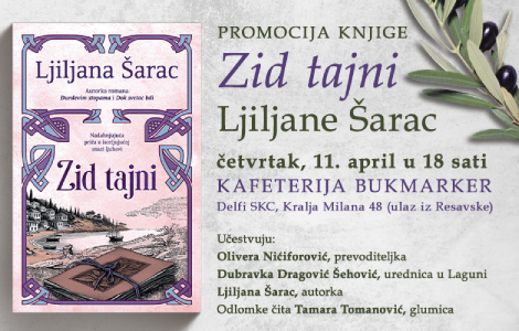 promocija knjige zid tajni ljiljane šarac 11 aprila u knjižari delfi skc laguna knjige